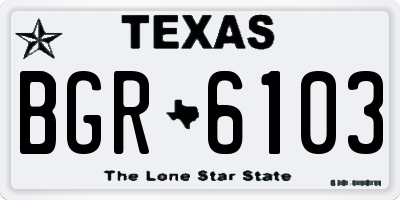 TX license plate BGR6103
