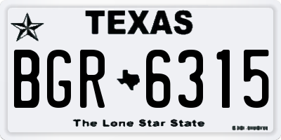 TX license plate BGR6315