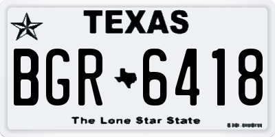 TX license plate BGR6418