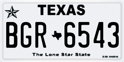 TX license plate BGR6543