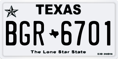 TX license plate BGR6701