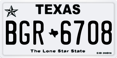 TX license plate BGR6708