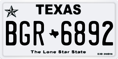 TX license plate BGR6892