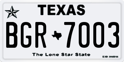 TX license plate BGR7003