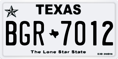 TX license plate BGR7012