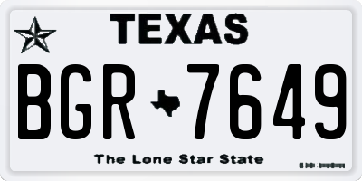 TX license plate BGR7649