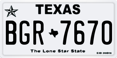 TX license plate BGR7670