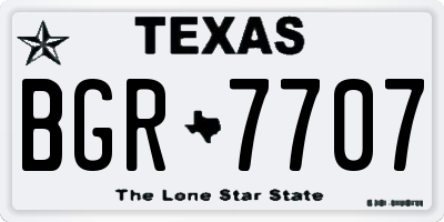 TX license plate BGR7707