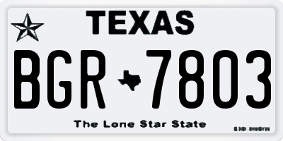 TX license plate BGR7803