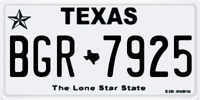 TX license plate BGR7925