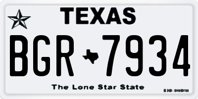 TX license plate BGR7934