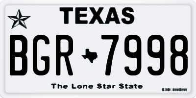 TX license plate BGR7998