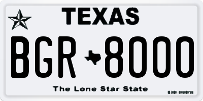 TX license plate BGR8000