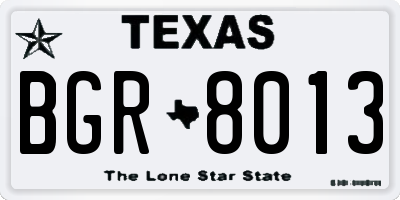 TX license plate BGR8013