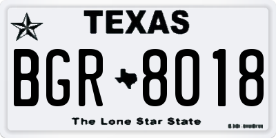TX license plate BGR8018