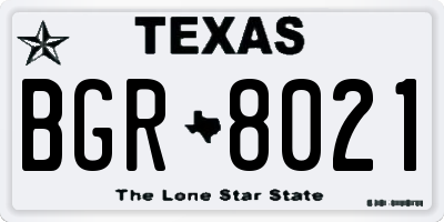 TX license plate BGR8021
