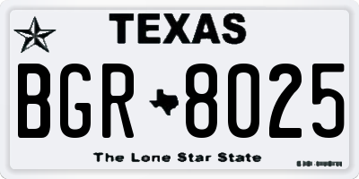 TX license plate BGR8025