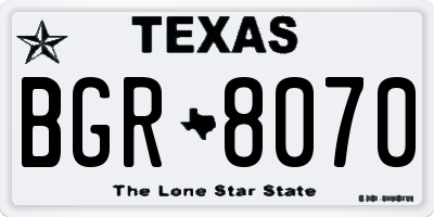 TX license plate BGR8070