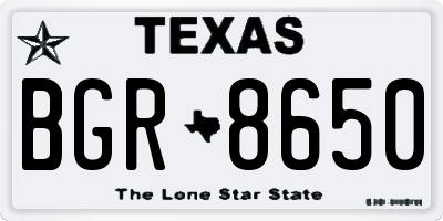 TX license plate BGR8650