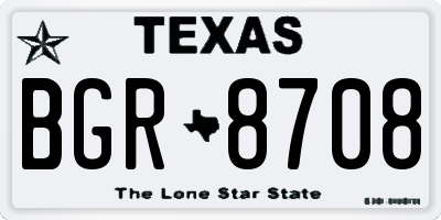 TX license plate BGR8708