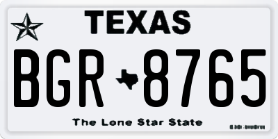 TX license plate BGR8765