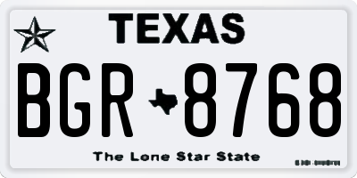 TX license plate BGR8768