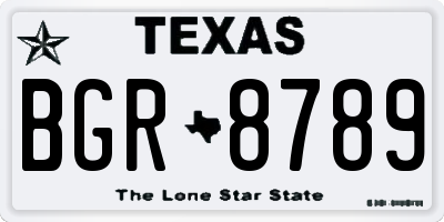 TX license plate BGR8789