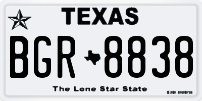 TX license plate BGR8838