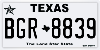 TX license plate BGR8839