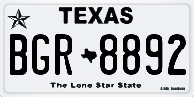 TX license plate BGR8892