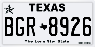 TX license plate BGR8926