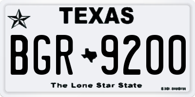 TX license plate BGR9200