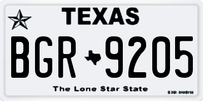 TX license plate BGR9205