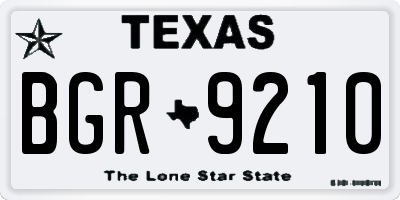 TX license plate BGR9210