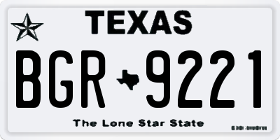 TX license plate BGR9221