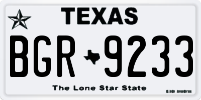 TX license plate BGR9233