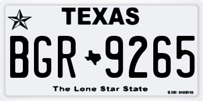 TX license plate BGR9265