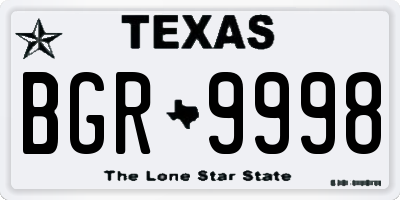 TX license plate BGR9998