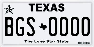 TX license plate BGS0000
