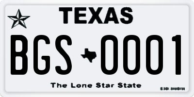 TX license plate BGS0001