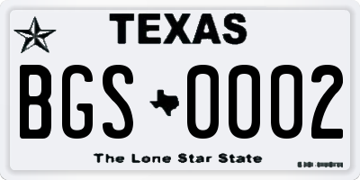 TX license plate BGS0002