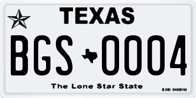 TX license plate BGS0004