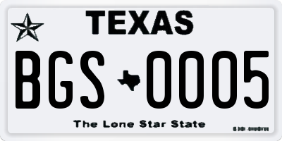 TX license plate BGS0005