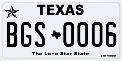 TX license plate BGS0006