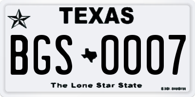 TX license plate BGS0007