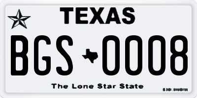 TX license plate BGS0008