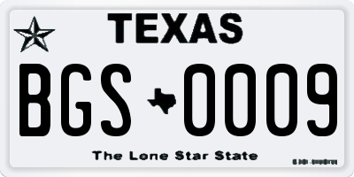 TX license plate BGS0009