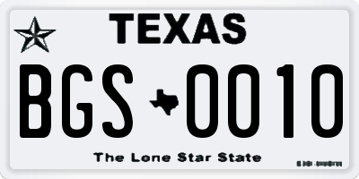 TX license plate BGS0010