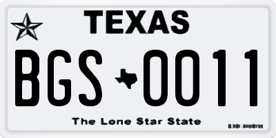 TX license plate BGS0011