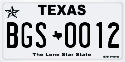 TX license plate BGS0012